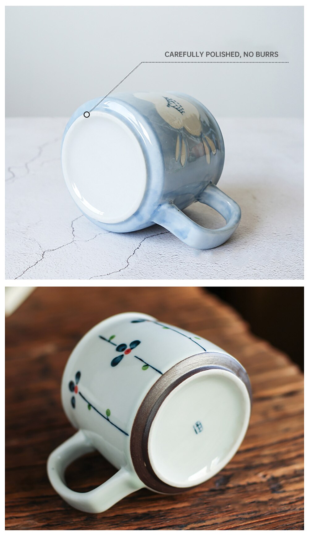 Hand-painted Ceramic Tea Mugs Unique Japanese Antiquity Style Sake Coffee Cups, 250ml