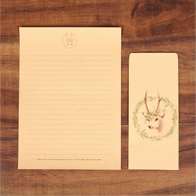 10pcs/carton European Animal Elk Letter Paper Envelope Set