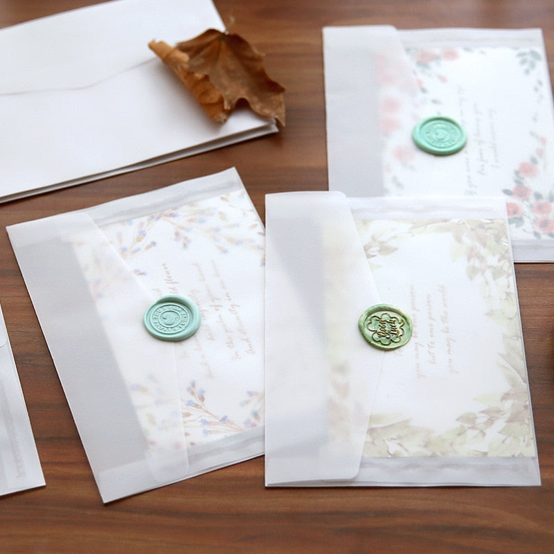 10pcs/lot Custom Transparent Envelope Translucent Paper Envelopes Set