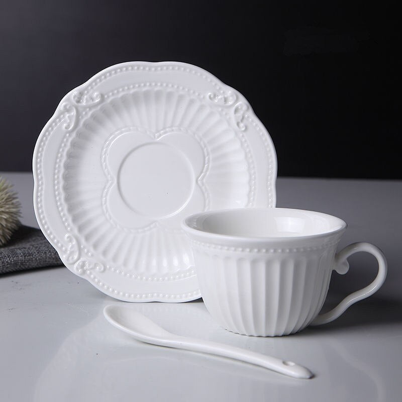 Bone China Coffee Cup Saucer Spoon Set Flower