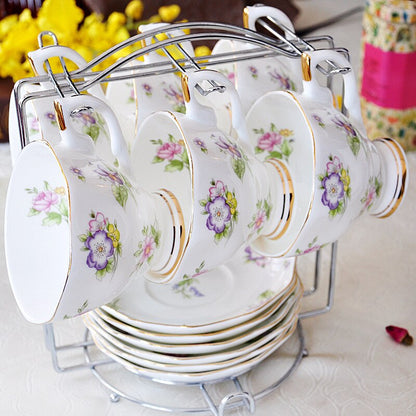 Floral Bone China Coffee Set