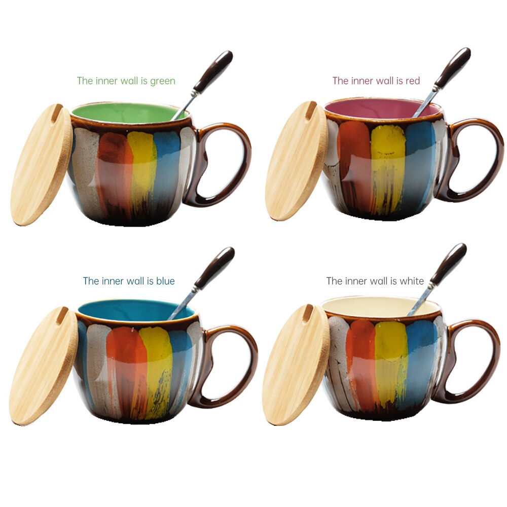 Collectible Fine Arts Painted Coffee Mug Eco Friendly 350ml Handmade with Spoon