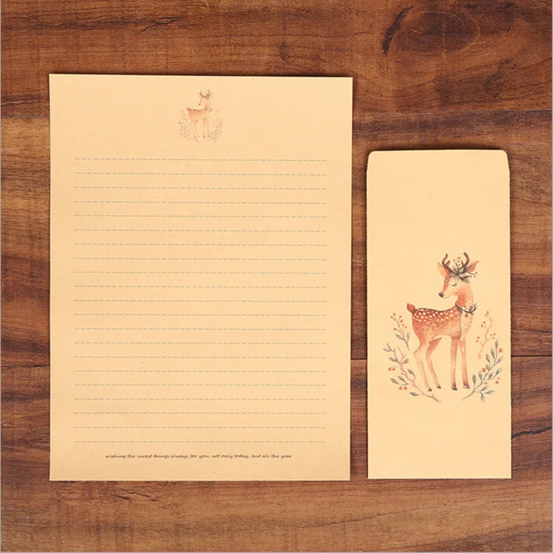 10pcs/carton European Animal Elk Letter Paper Envelope Set