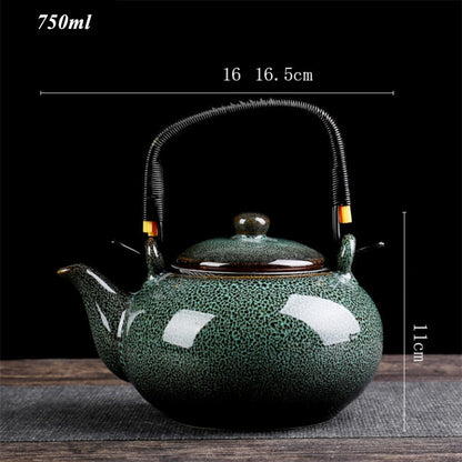 Tea Pot Large Capacity with Handle Kettle Vintage Kiln 750ML