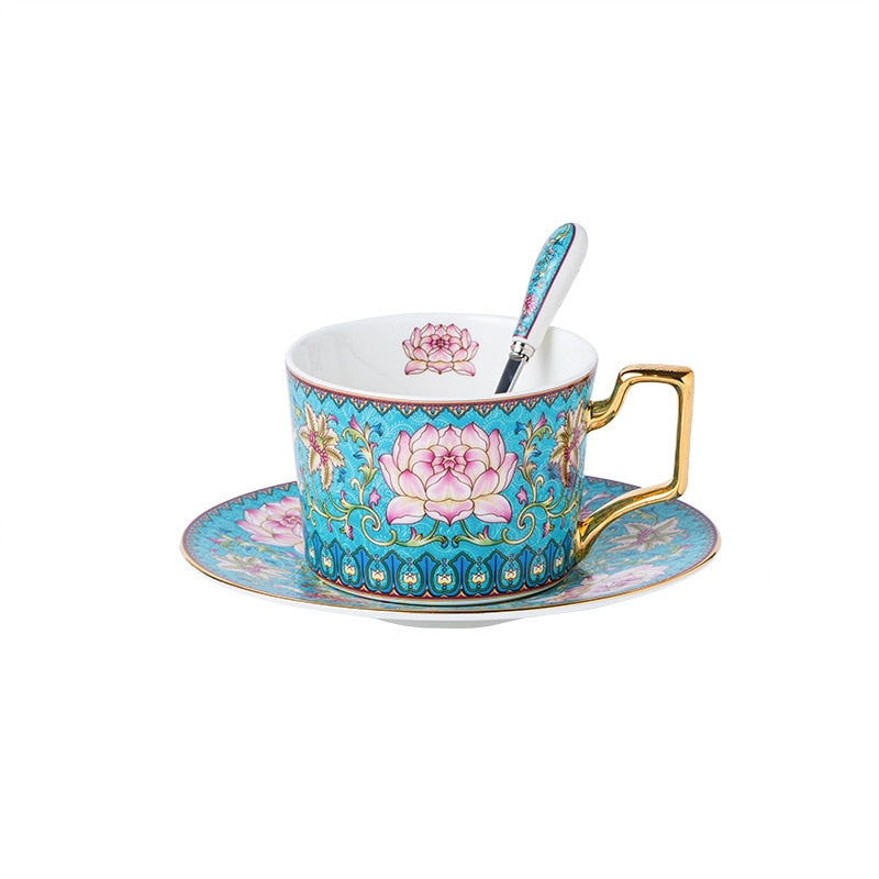 Nordic European Style Small Cup & Saucer Set With Lid