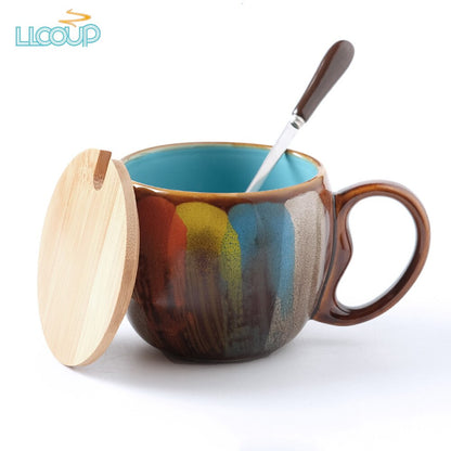 Collectible Fine Arts Painted Coffee Mug Eco Friendly 350ml Handmade with Spoon