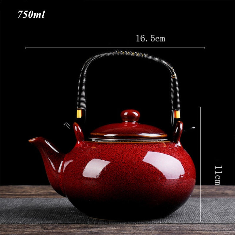 Tea Pot Large Capacity with Handle Kettle Vintage Kiln 750ML