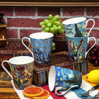 Famous Painting Mug Ceramic of China Bone Afternoon Tea Cup with 5 Cups & Giftbox 400ml