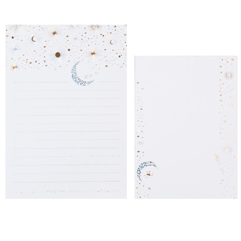 Vintage Starry Moon with Letter Paper and Envelopes