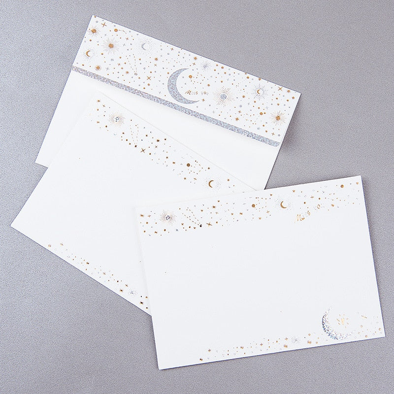 Vintage Starry Moon with Letter Paper and Envelopes