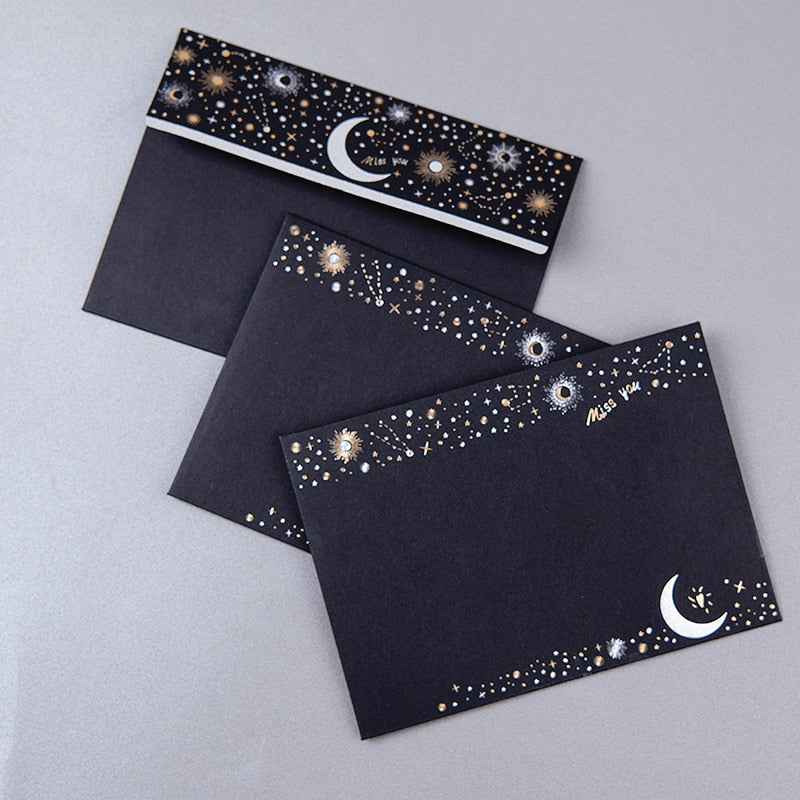 Vintage Starry Moon with Letter Paper and Envelopes