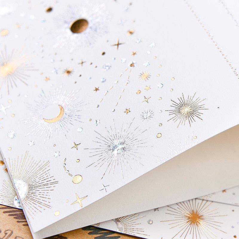 Vintage Starry Moon with Letter Paper and Envelopes