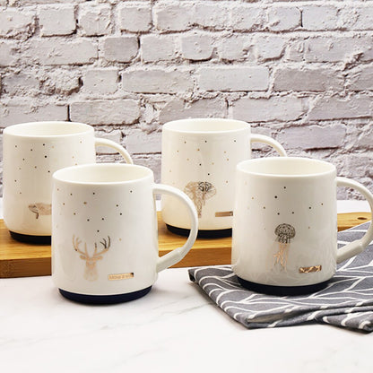 Starry Sky Animals Ceramic 330ml Mug with Lid and Spoon