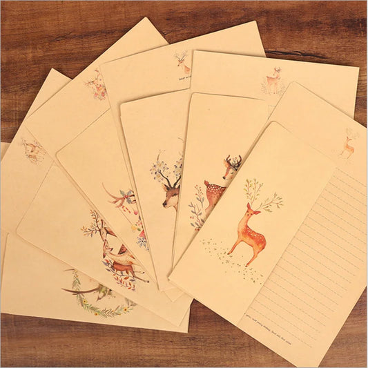 10pcs/carton European Animal Elk Letter Paper Envelope Set