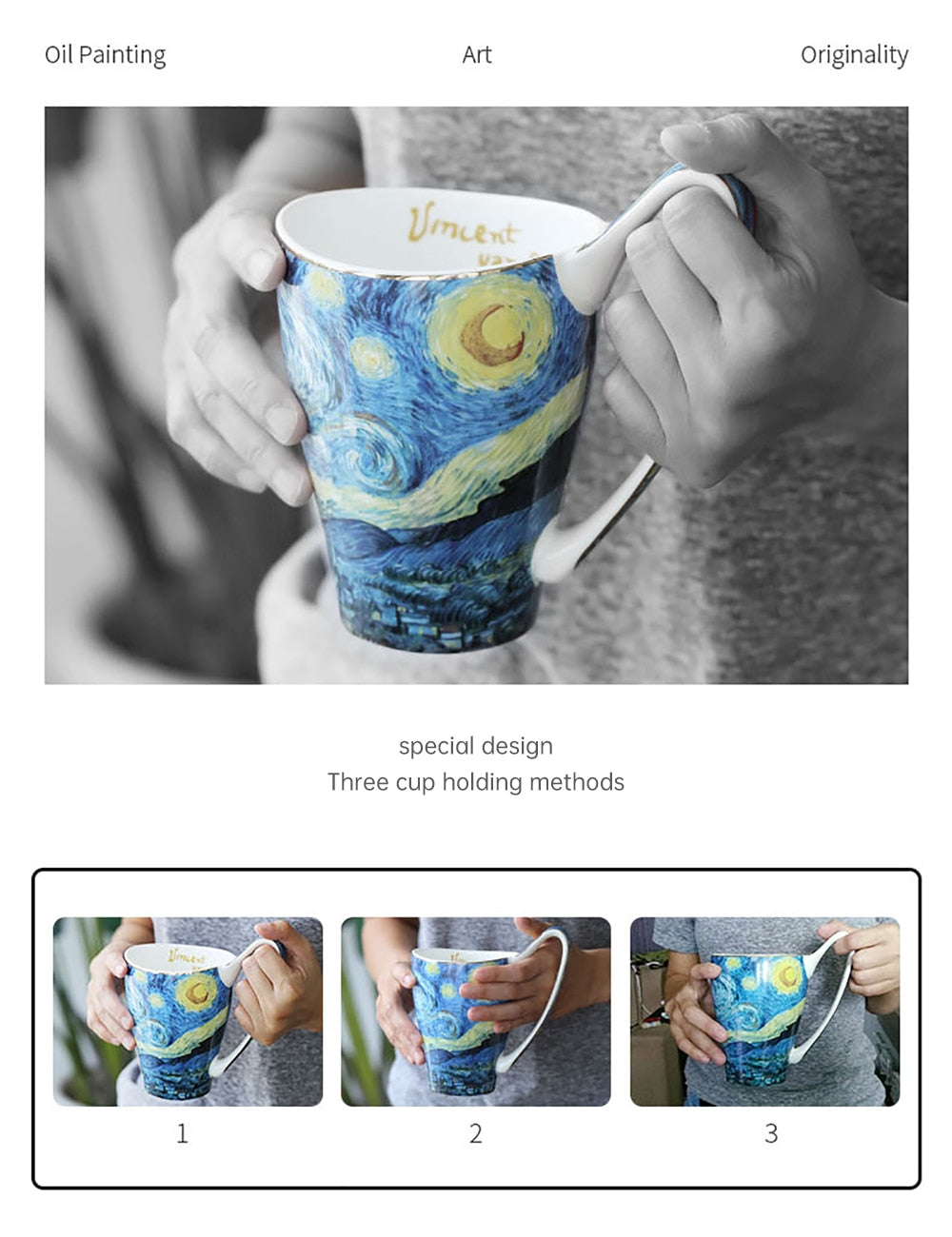 Famous Painting Mug Vincent Van Gogh Ceramic Cup 600ml Large Capacity