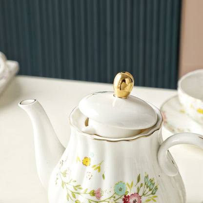 Ceramic Teapot Garden Style Pumpkin Shape Teapot With Tea Strainer