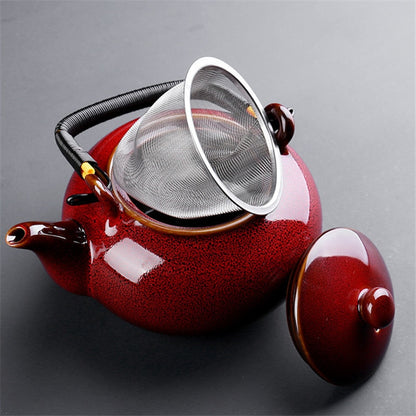 Tea Pot Large Capacity with Handle Kettle Vintage Kiln 750ML