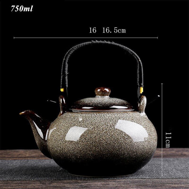 Tea Pot Large Capacity with Handle Kettle Vintage Kiln 750ML