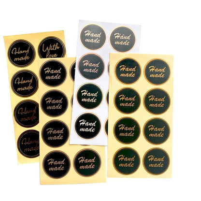 80Pcs Hot Stamping Round Black Stickers