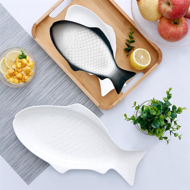 Fish Shaped Dish White Ceramic