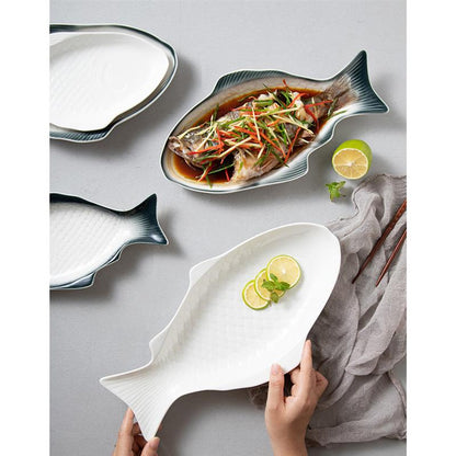 Fish Shaped Dish White Ceramic