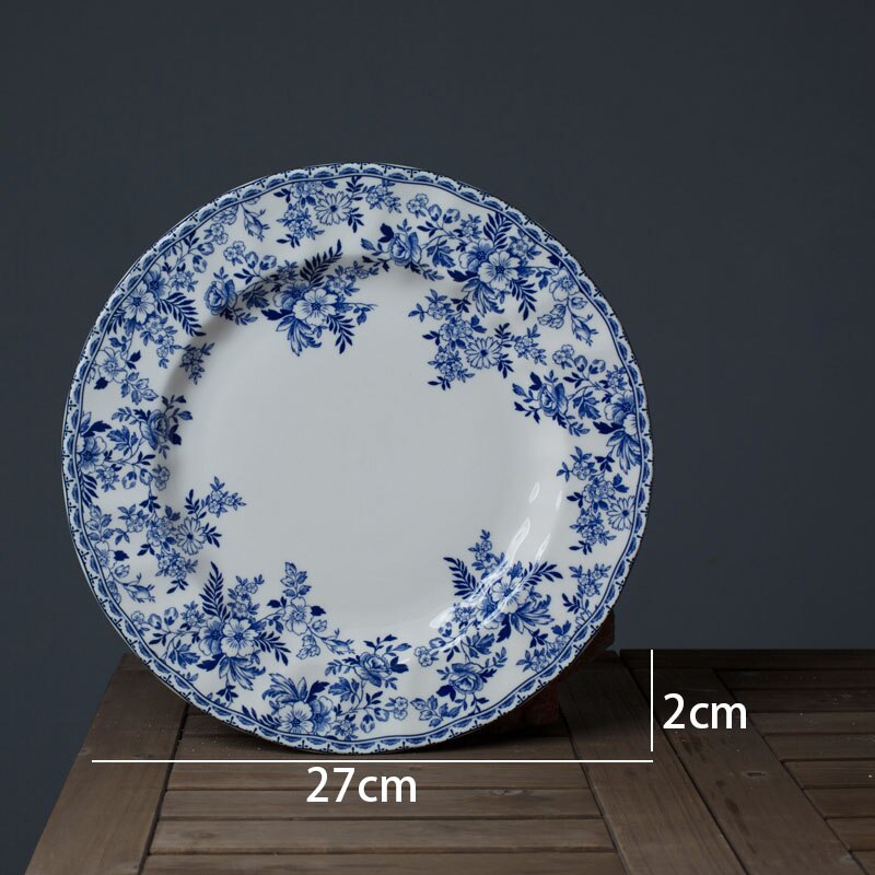 Ceramic Dinner Plate Set Blue and White