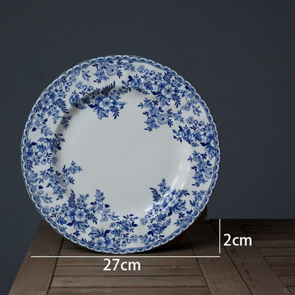 Ceramic Dinner Plate Set Blue and White