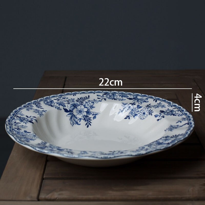 Ceramic Dinner Plate Set Blue and White