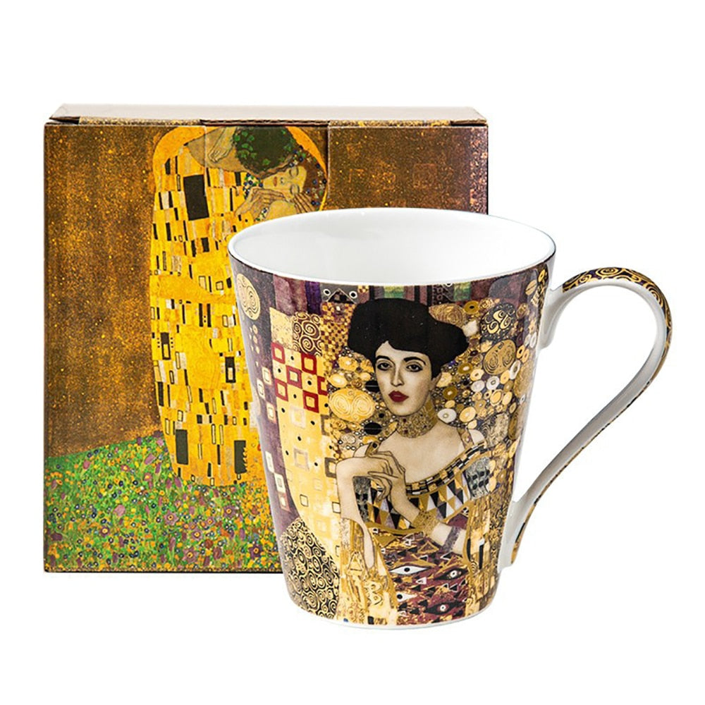 Famous Gustav Klimt Painting Mugs Ceramic of China Bone Coffee Mug 410ml