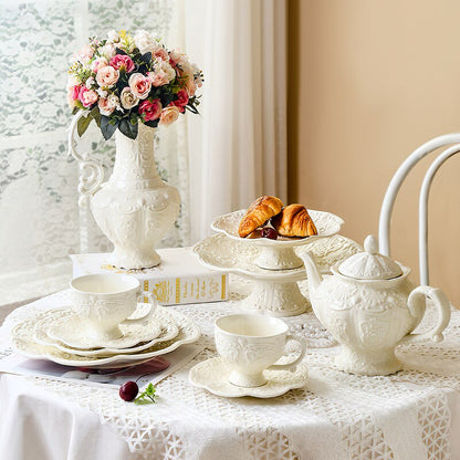 Ceramic Set with Kettle, Cup, Dish, Vase, and Plates