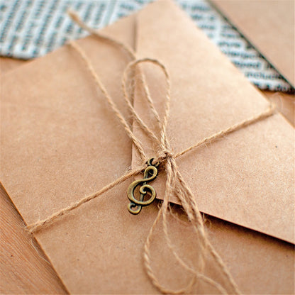 12Pcs Set Vintage Kraft Envelope Letter Pad Set with Pendant