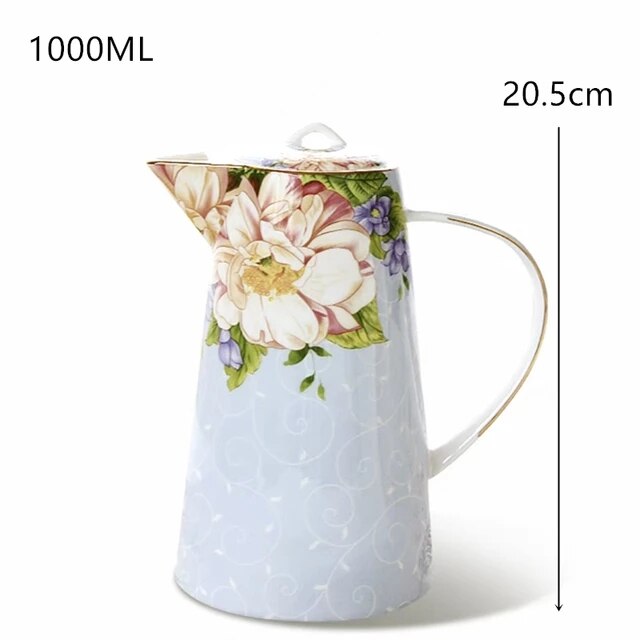 Tall Floral Bone China Teapot 1000ML