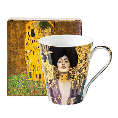 Famous Gustav Klimt Painting Mugs Ceramic of China Bone Coffee Mug 410ml