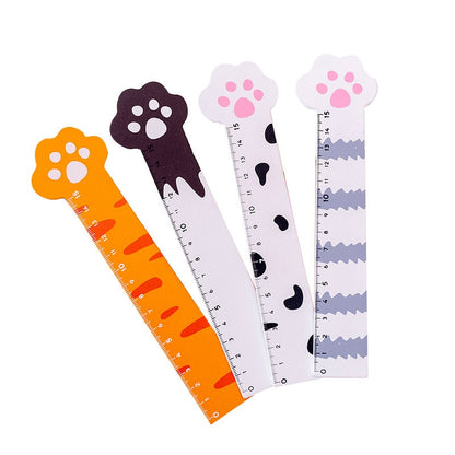 10 Pcs Wooden Cute Cartoon Cat Ruler 15cm