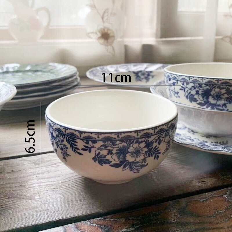 Ceramic Dinner Plate Set Blue and White