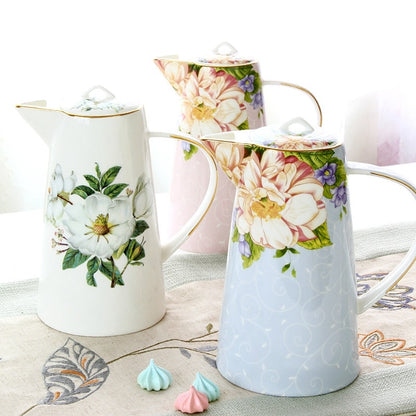 Tall Floral Bone China Teapot 1000ML