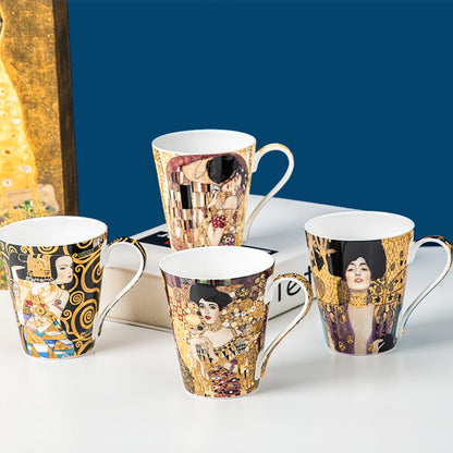 Famous Gustav Klimt Painting Mugs Ceramic of China Bone Coffee Mug 410ml