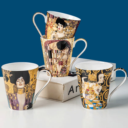 Famous Gustav Klimt Painting Mugs Ceramic of China Bone Coffee Mug 410ml