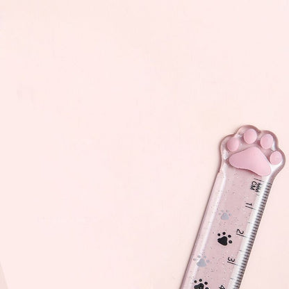 Cute Cat Paw Plastic Straight Rulers Kawaii School Office Supplies Planner Accessories Student Prize Drawing tools