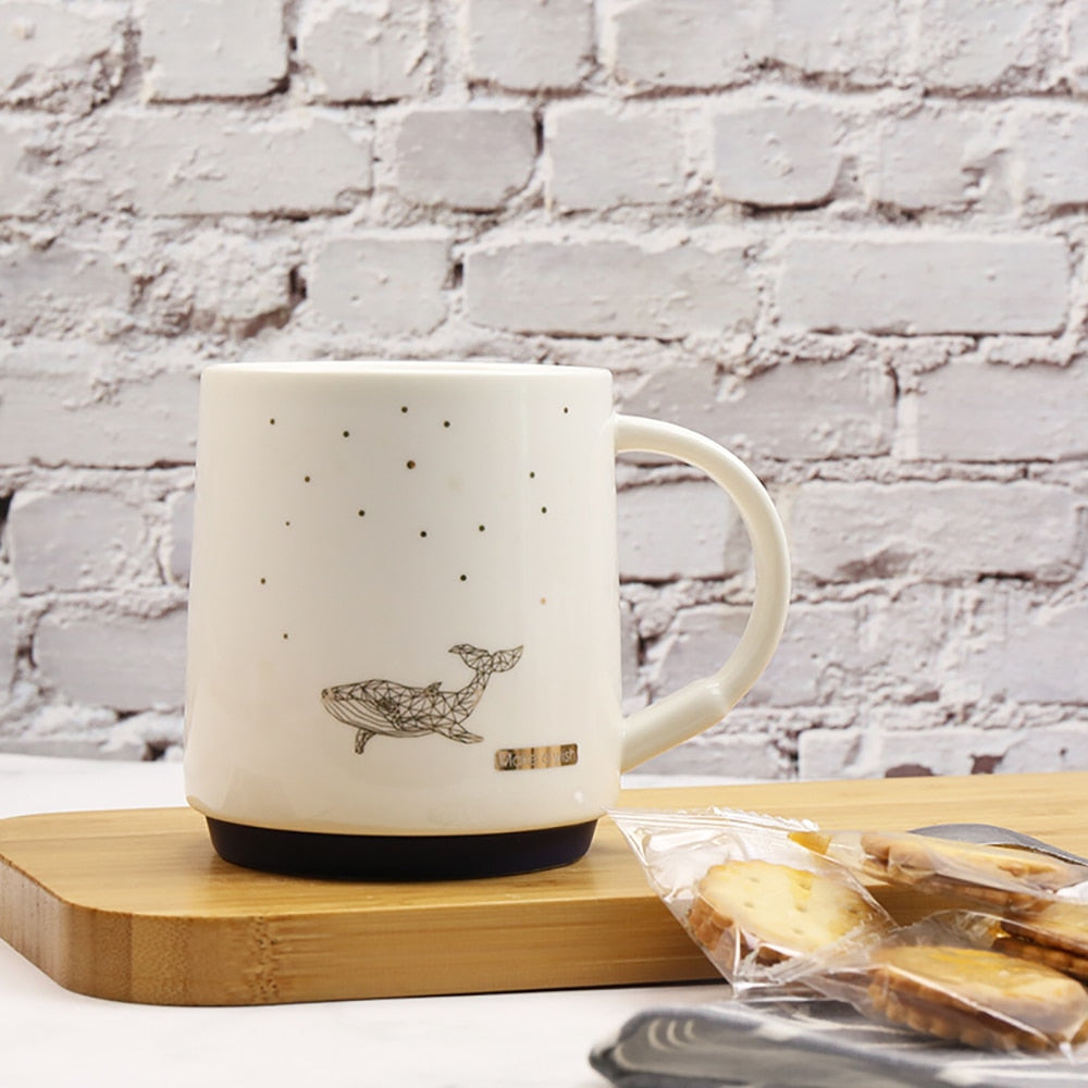 Starry Sky Animals Ceramic 330ml Mug with Lid and Spoon