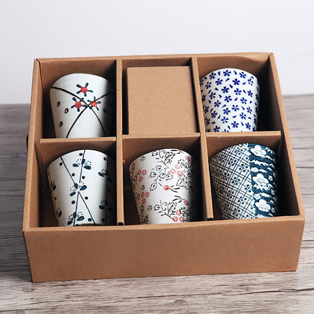 Set of 5 Hand-made Cups Unique Japanese Antiquity Style