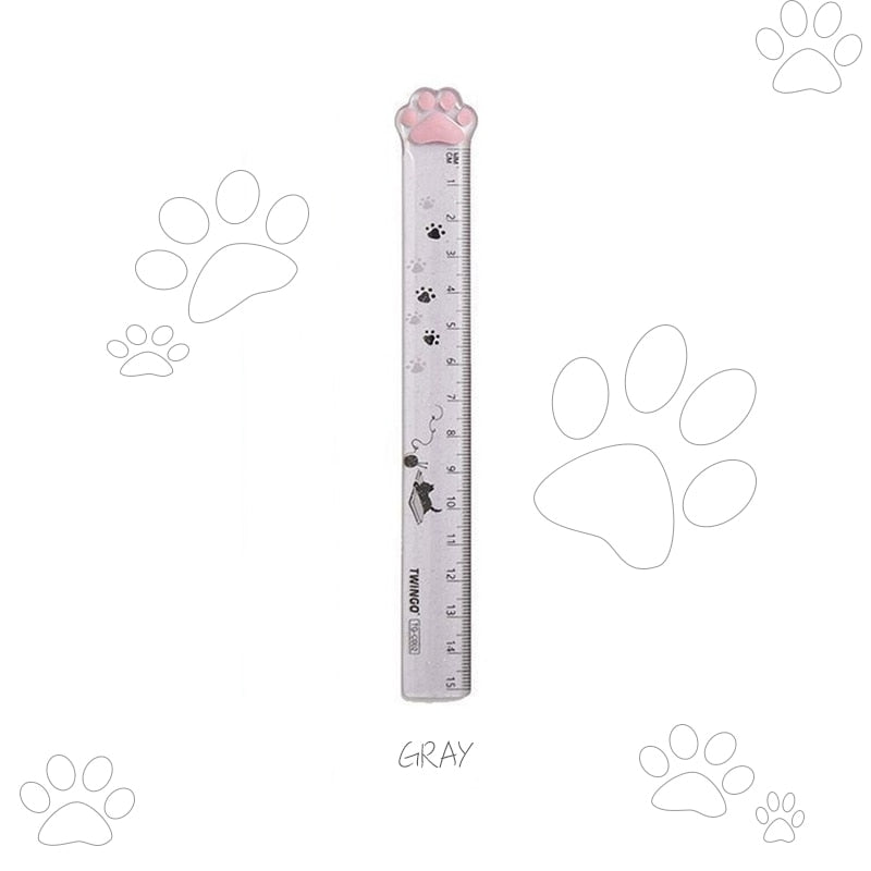 Cute Cat Paw Plastic Straight Rulers Kawaii School Office Supplies Planner Accessories Student Prize Drawing tools