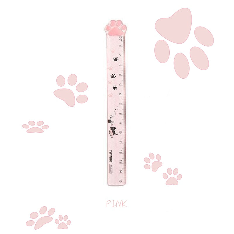 Cute Cat Paw Plastic Straight Rulers Kawaii School Office Supplies Planner Accessories Student Prize Drawing tools