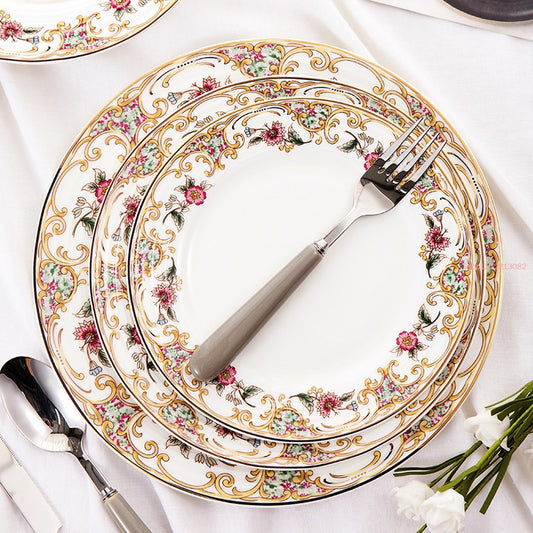 8 + 9 + 10inch Bone China Plates Dinnerware Set