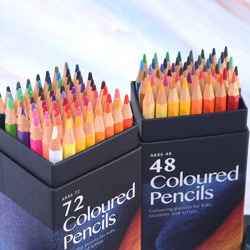 12/1824/36/48/72 Colors Oily Colored Pencil Artistic Lead Brush Sketch Wood Pencils Set